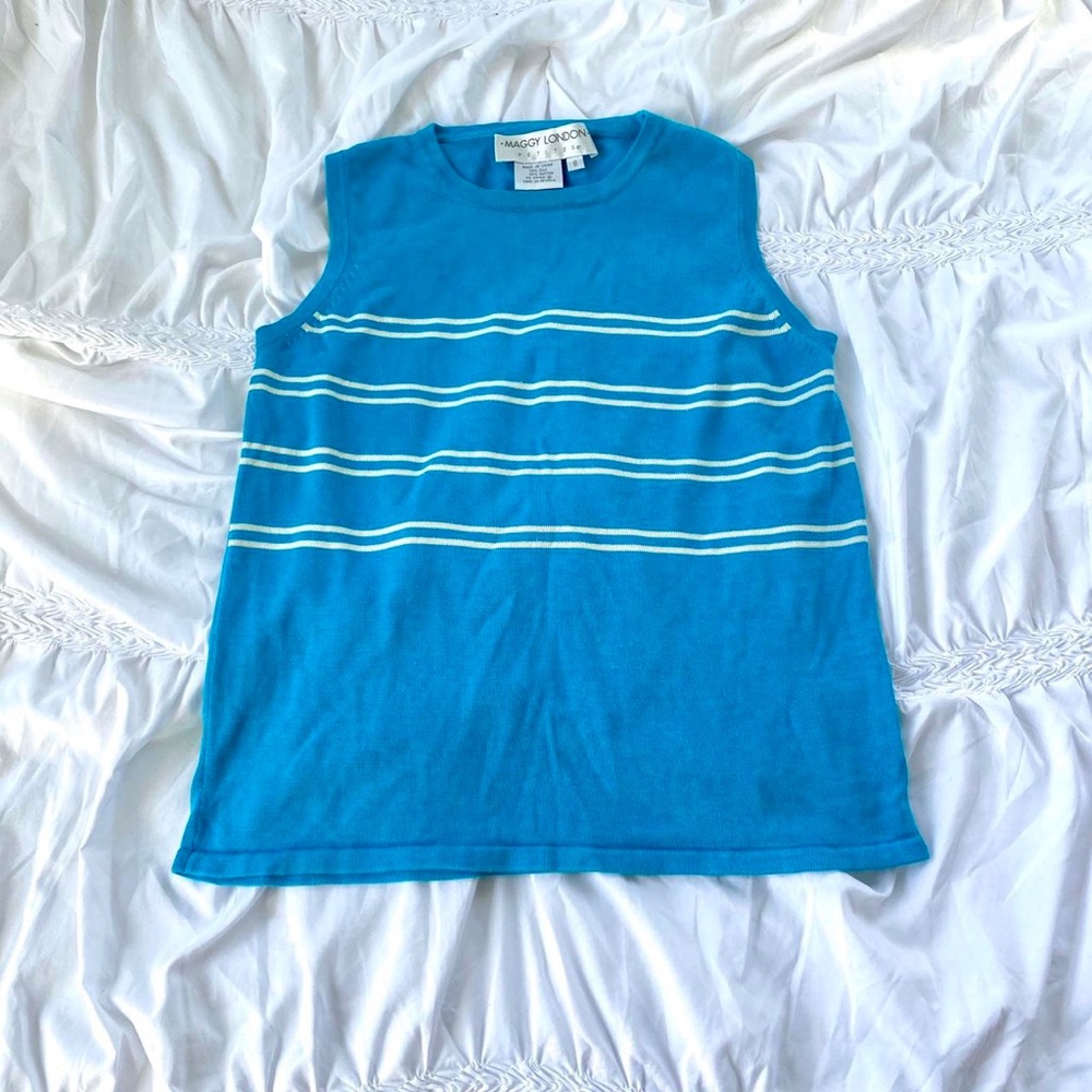 Blue and White Striped Tank Top